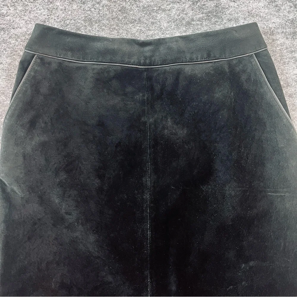Ann Taylor Loft 100% Leather Pencil Skirt Black Size 6P Classic Western Business - Picture 2 of 12